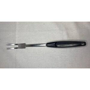 Vintage Foley Chrome Plated Black 2 Prong  Meat Fork‎ Black With Black Handle